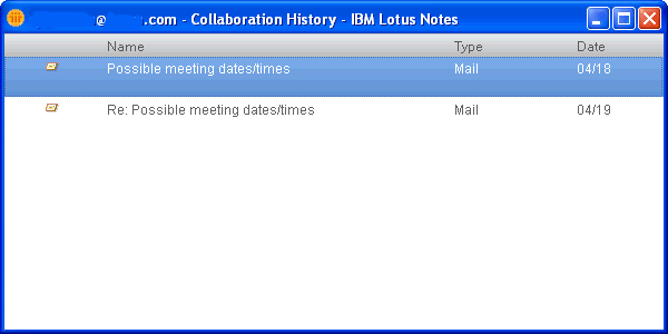 Image:Collaboration History menu item in Notes 8 client