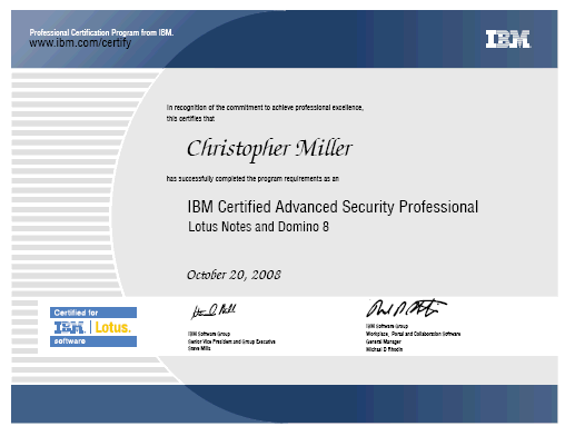Image:IBM Certified Advanced Security Professional - ND8 (sharing following Mr Mooney)