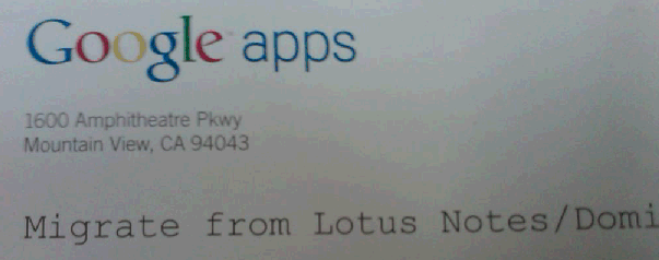 Image:Google sent me a letter - migrate from Lotus