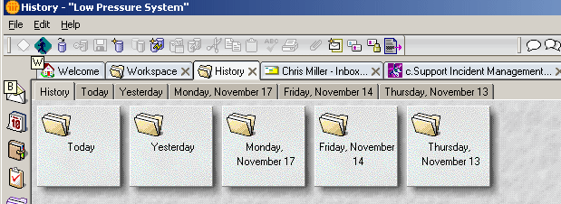 Image:the History Workspace interface on the client