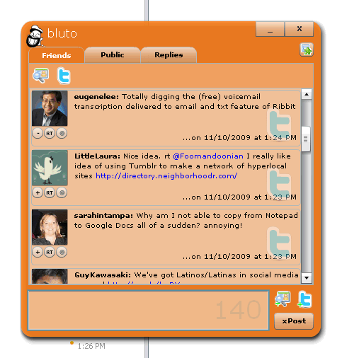 Image:Bluto - Lotus Connections and Twitter in one client