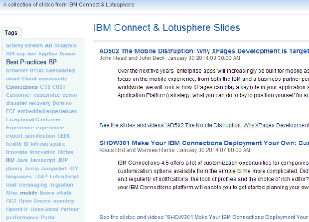 IBM Connect & Lotusphere slides database