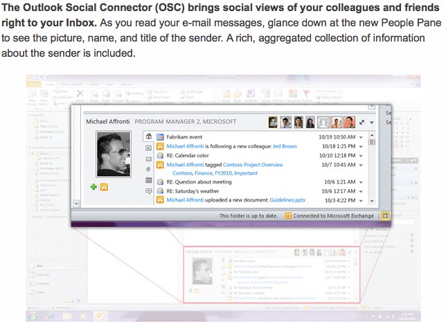 Image:Microsoft Outlook Social Connector takes on Lotus widgets and plug-ins