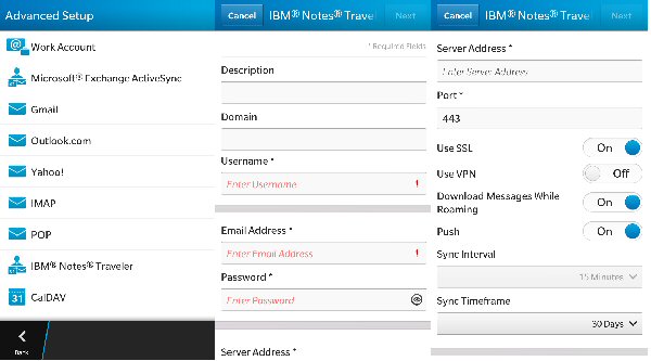 Blackberry 10.2.1 IBM Lotus Traveler