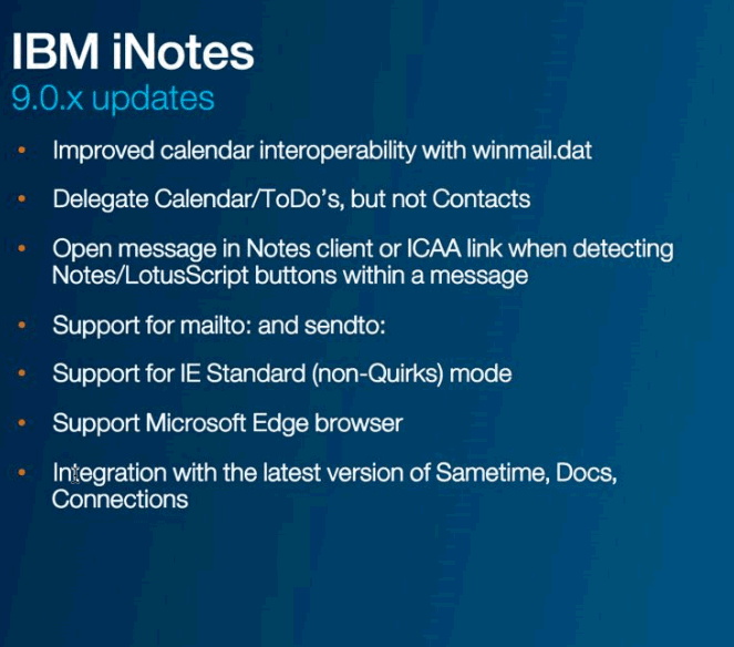 IBM iNotes 9.0.x updates