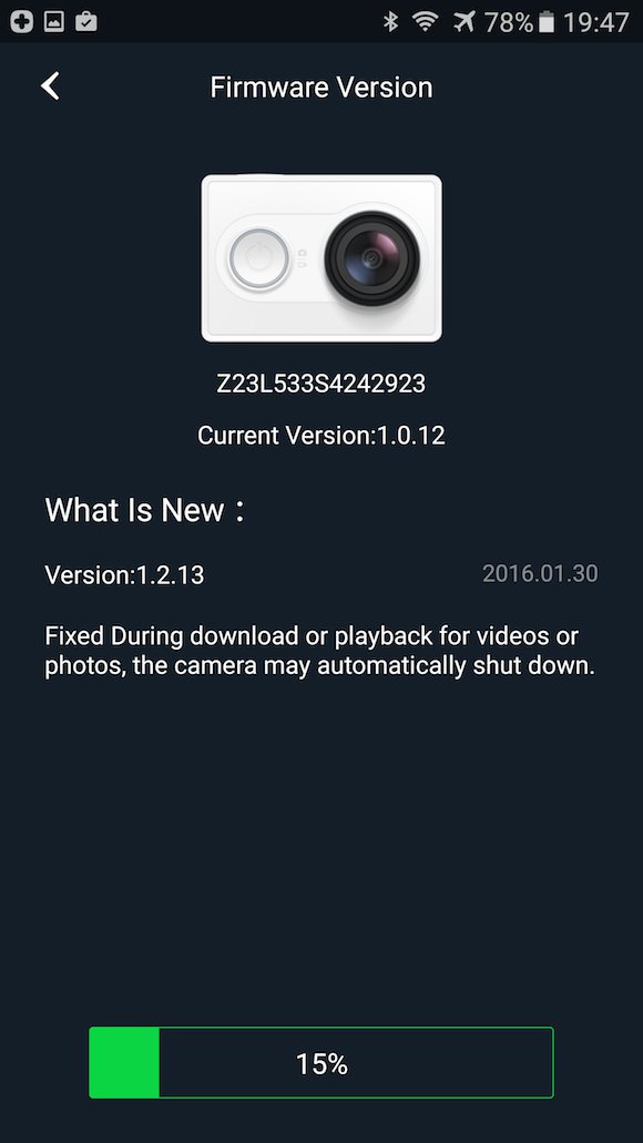 YI Action Camera firmware