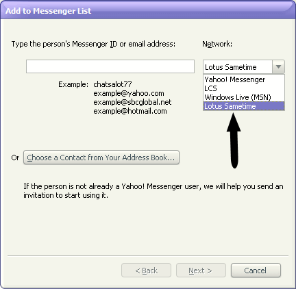 Image:Yahoo Messenger 8.1 has a Sametime option now, as well as KoolIM