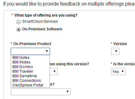 Survey asking product used