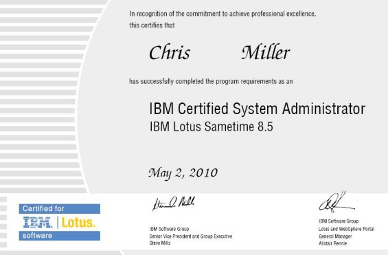 Image:Sametime 8.5 certiified - certificate received (finally)